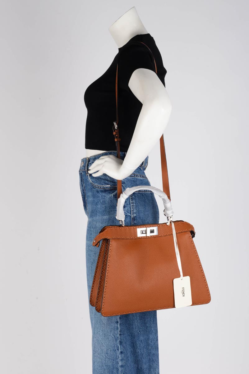 Fendi Tan Roma Calfskin Medium Peekaboo ISeeU Bag