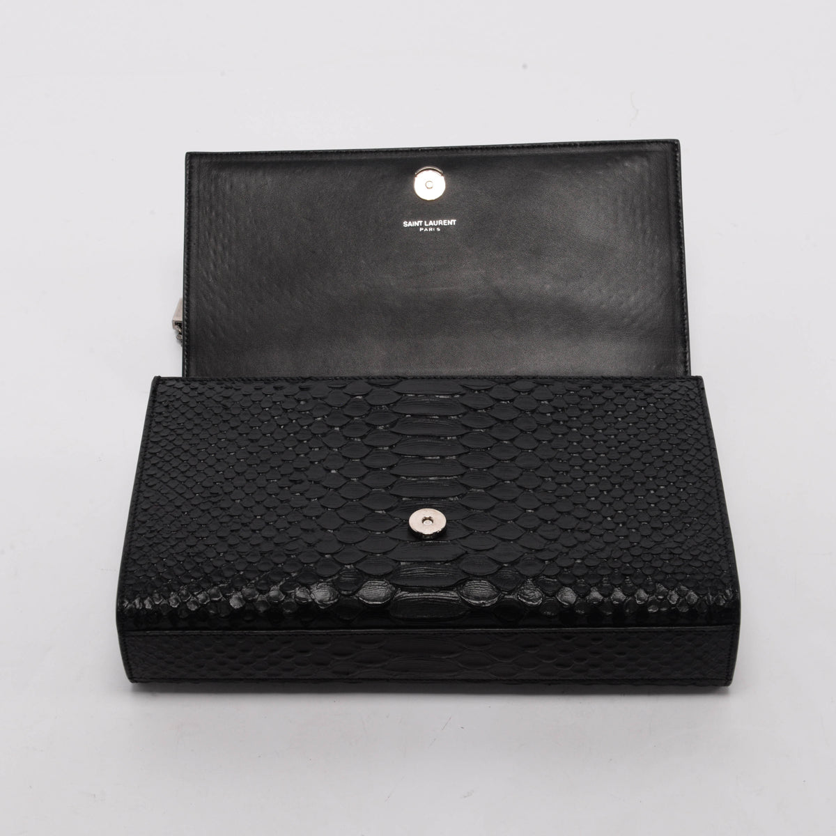 Saint Laurent Black Python Embossed Medium Kate Chain Bag