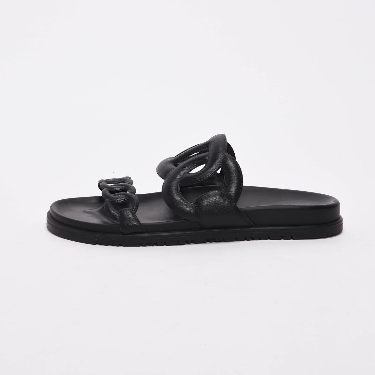 Hermes Black Nappa Extra Sandals 41