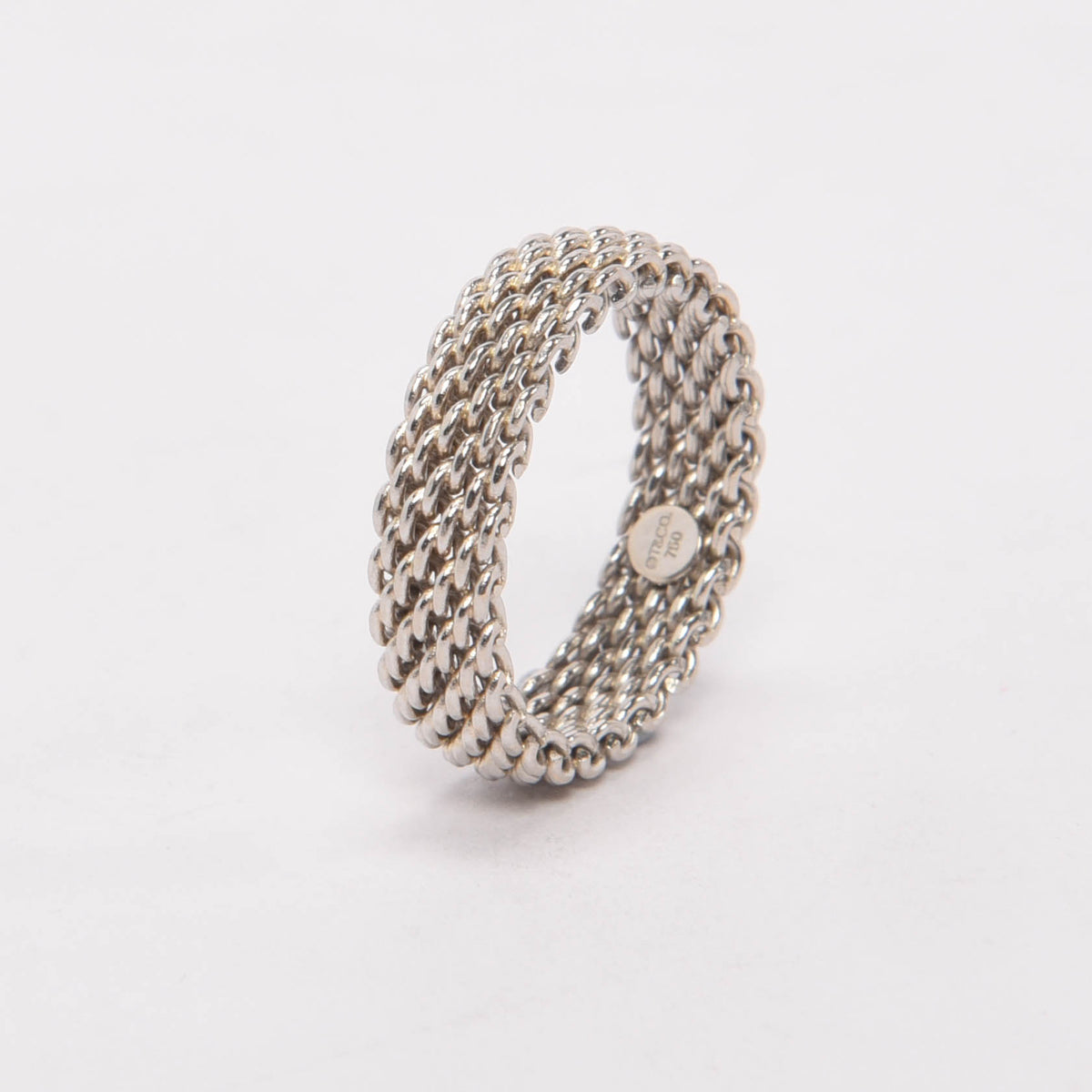 Tiffany & Co 18k White Gold Narrow Somerset Mesh Ring