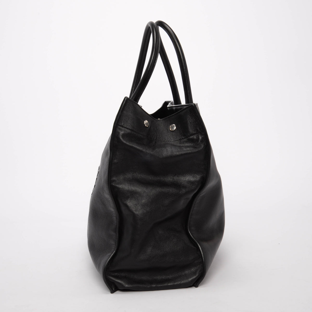 Saint Laurent Black Smooth Calfskin Rive Gauche Tote