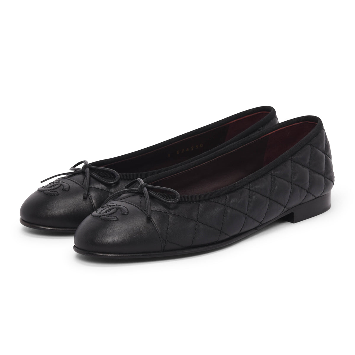 Chanel Black Aged Calfskin CC Ballet Flats 36.5