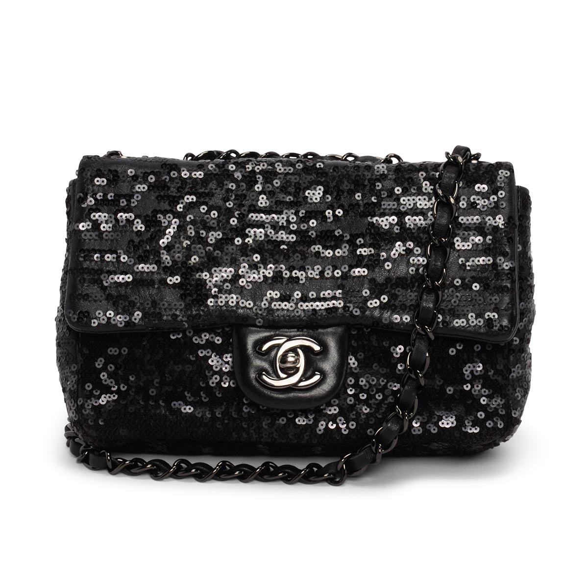 Chanel Black Sequin Moonlight on Water Mini Flap Bag