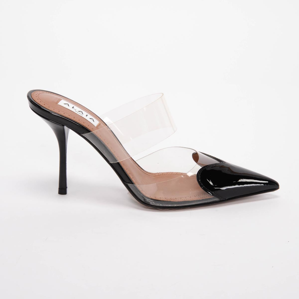 Alaia Black Patent Le Coeur Mules 37