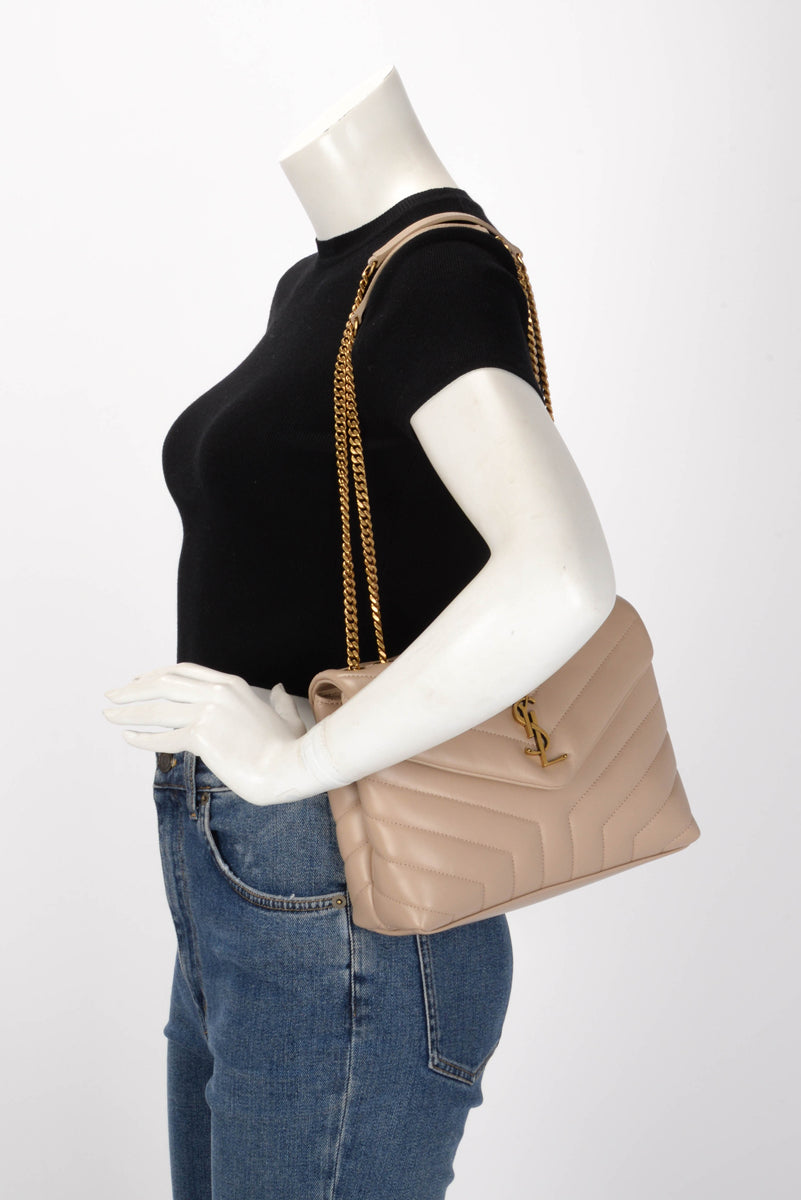 Saint Laurent Dark Beige Matelasse Small Lou Lou Bag