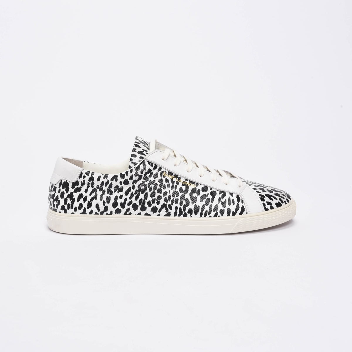 Saint Laurent White Leopard Perforated Leather SL10 Sneakers 47