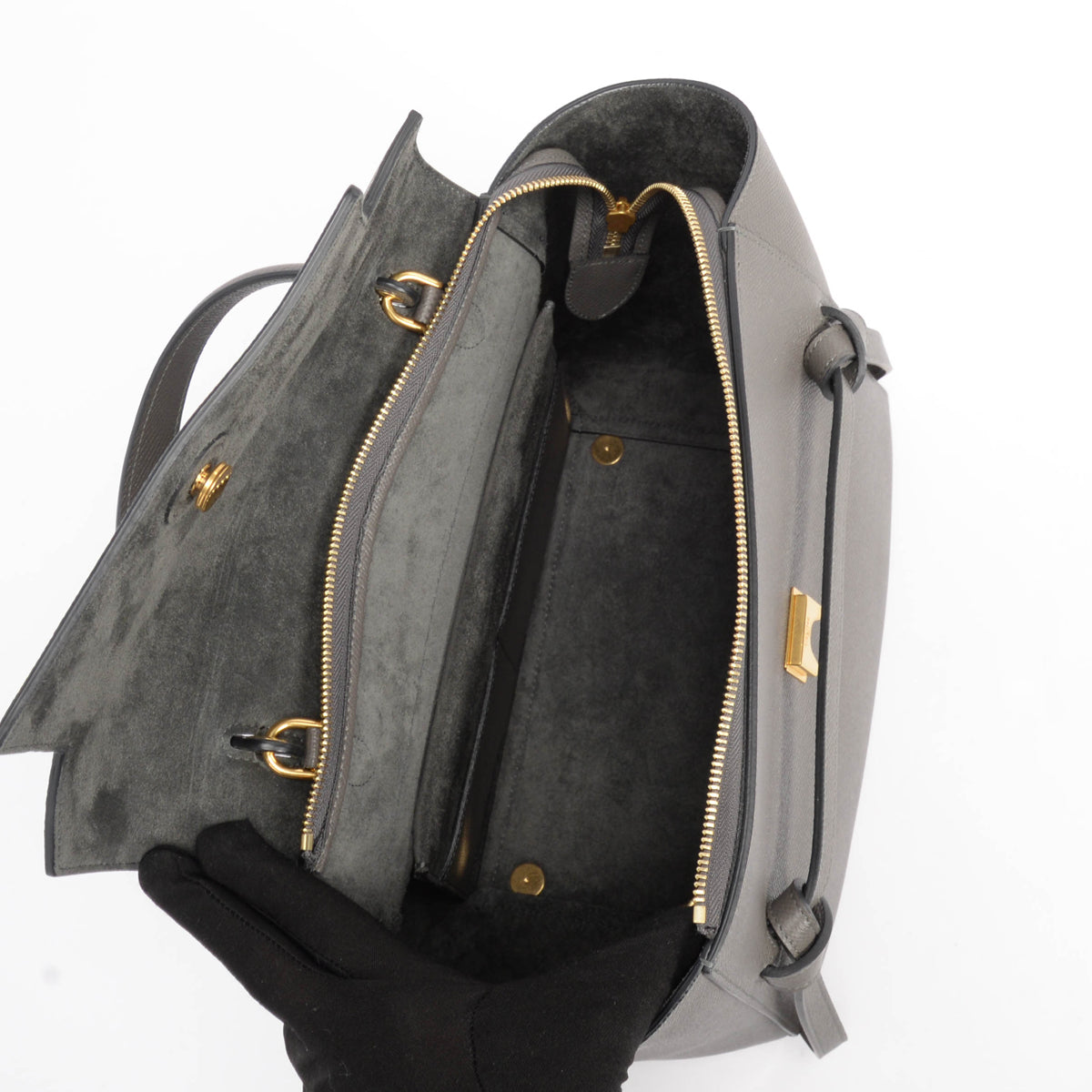 Celine Grey Grained Calfskin Mini Belt Bag