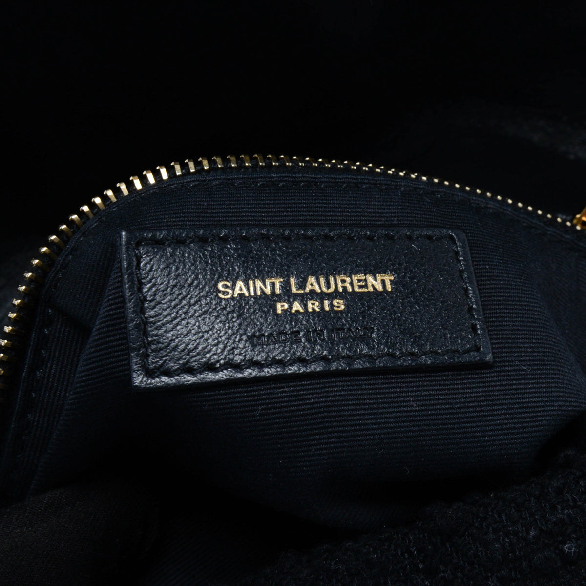 Saint Laurent Black Boucle Tweed Small Lou Lou Puffer Bag