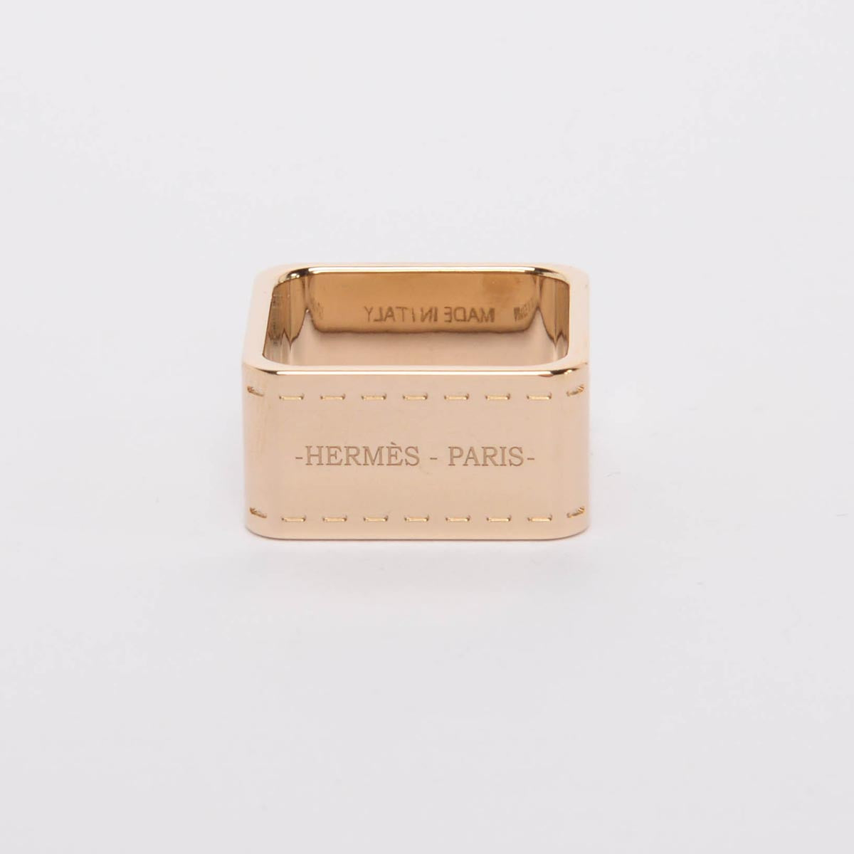 Hermes Gold Tone Permabrass Bolduc Scarf Ring