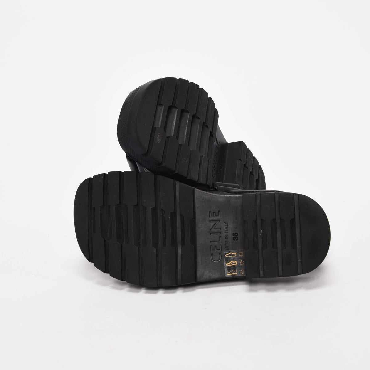 Celine Black Calfskin Leo Scratch Sandals 36