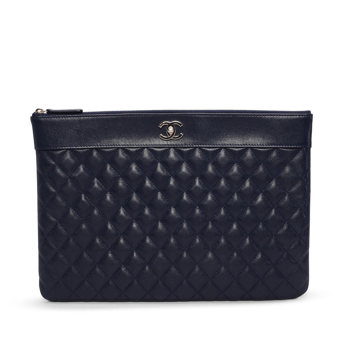 Chanel Navy Quilted Large Vintage Mademoiselle Pouch