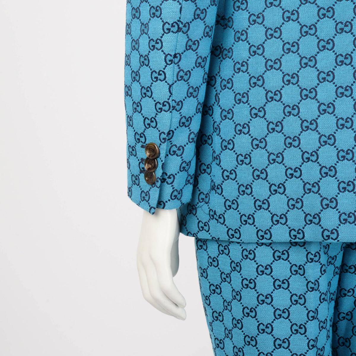 Gucci Blue GG Canvas Single Breasted Jacket IT 38