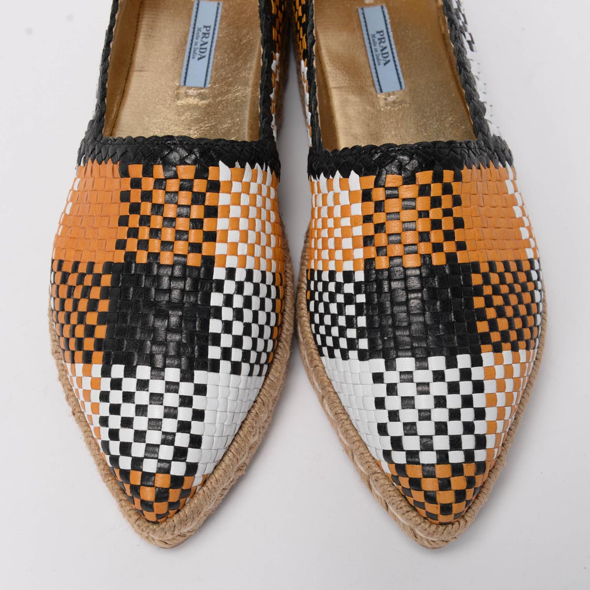 Prada Multi-Colour Woven Leather Espadrilles 40