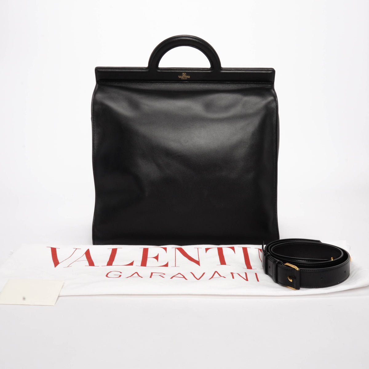 Valentino Black Smooth Calfskin Tagged Tote