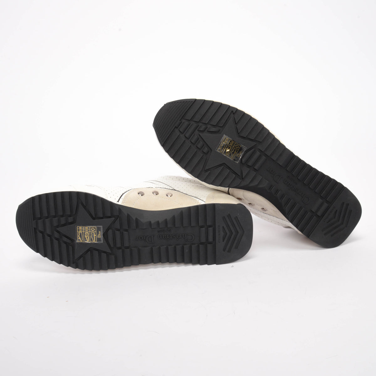 Dior White Calfskin & Suede D-Sketch Sneakers 38