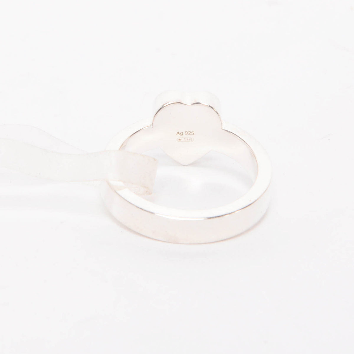 Gucci Sterling Silver Heart Pendant Trademark Ring