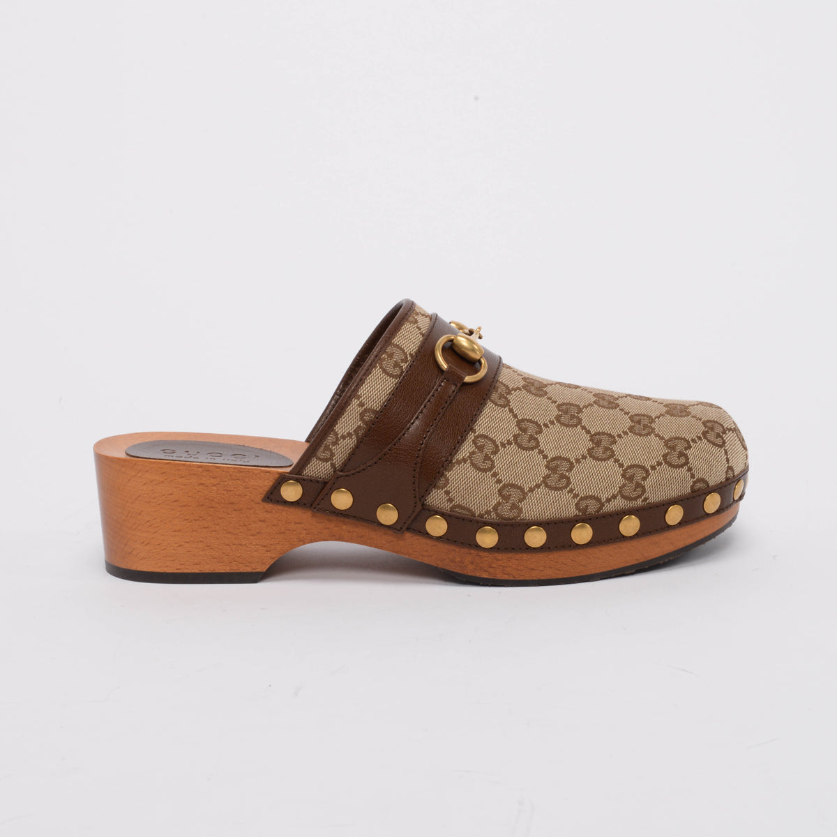 Gucci Brown GG Canvas Horsebit Clogs 40