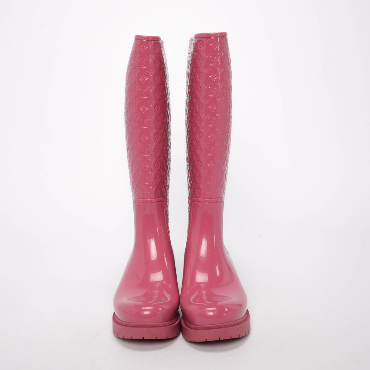 Louis Vuitton Pink Rubber Monogram Splash Rain Boots 36