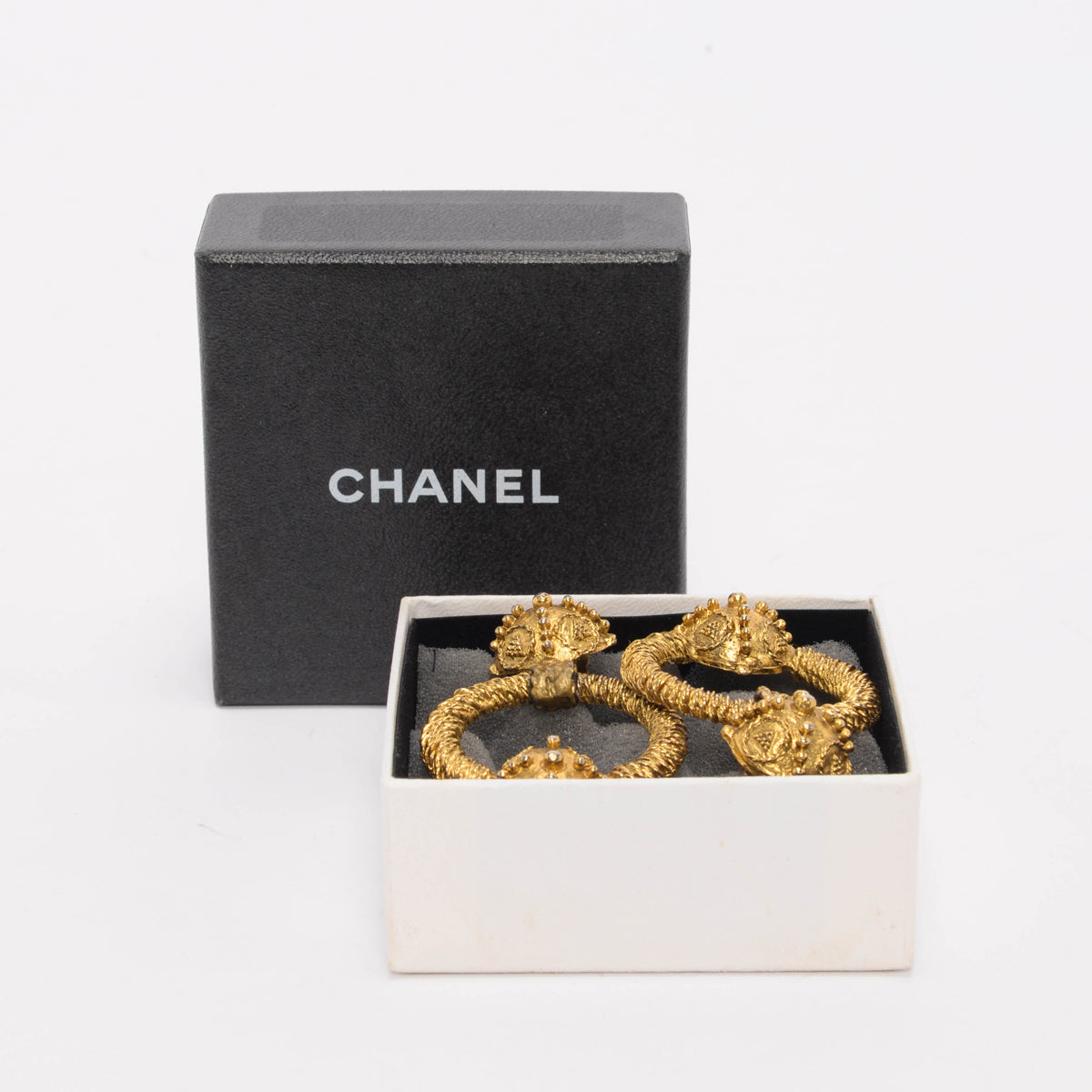 Chanel Vintage Gold Door Knocker Clip Earrings