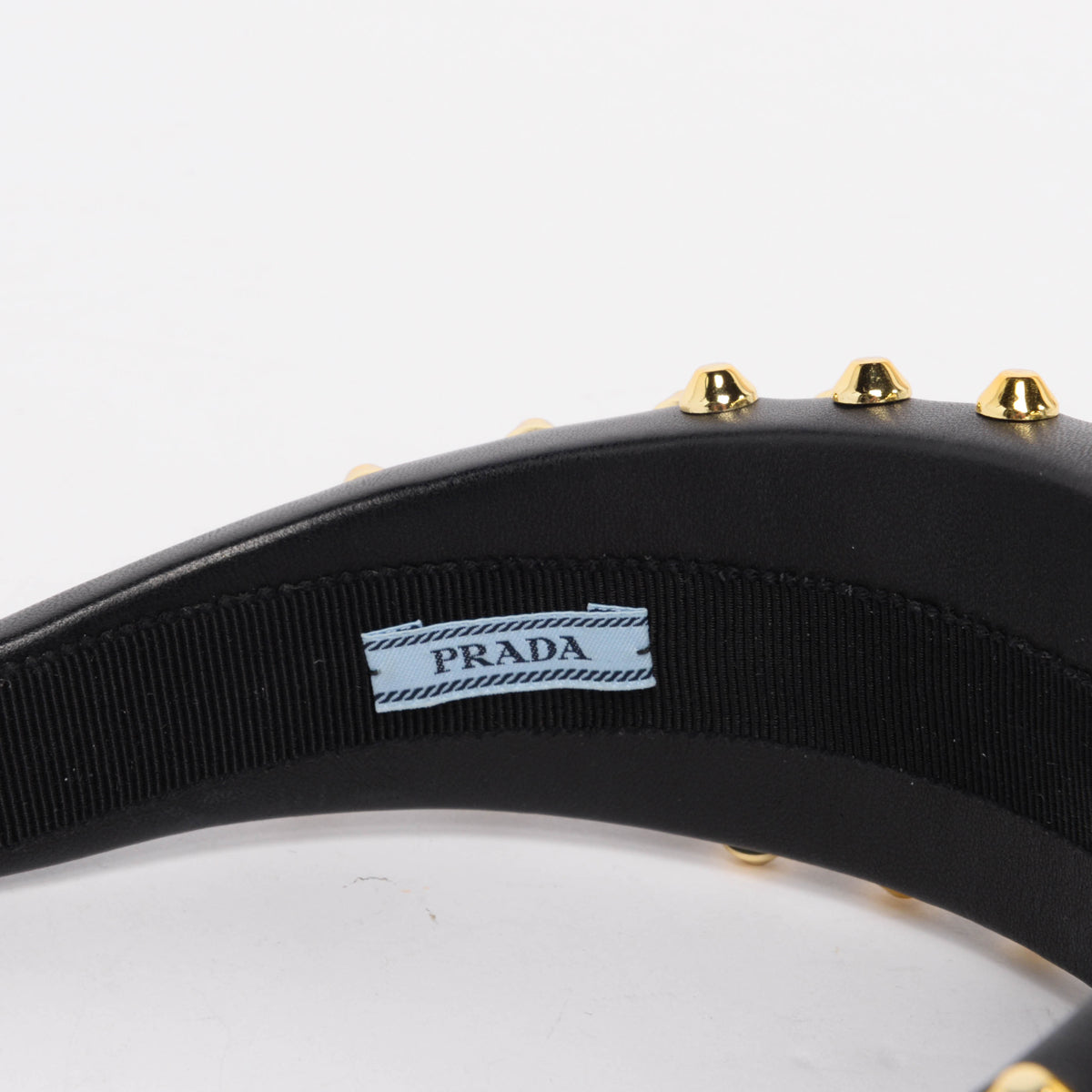 Prada Black Studded Nappa Headband