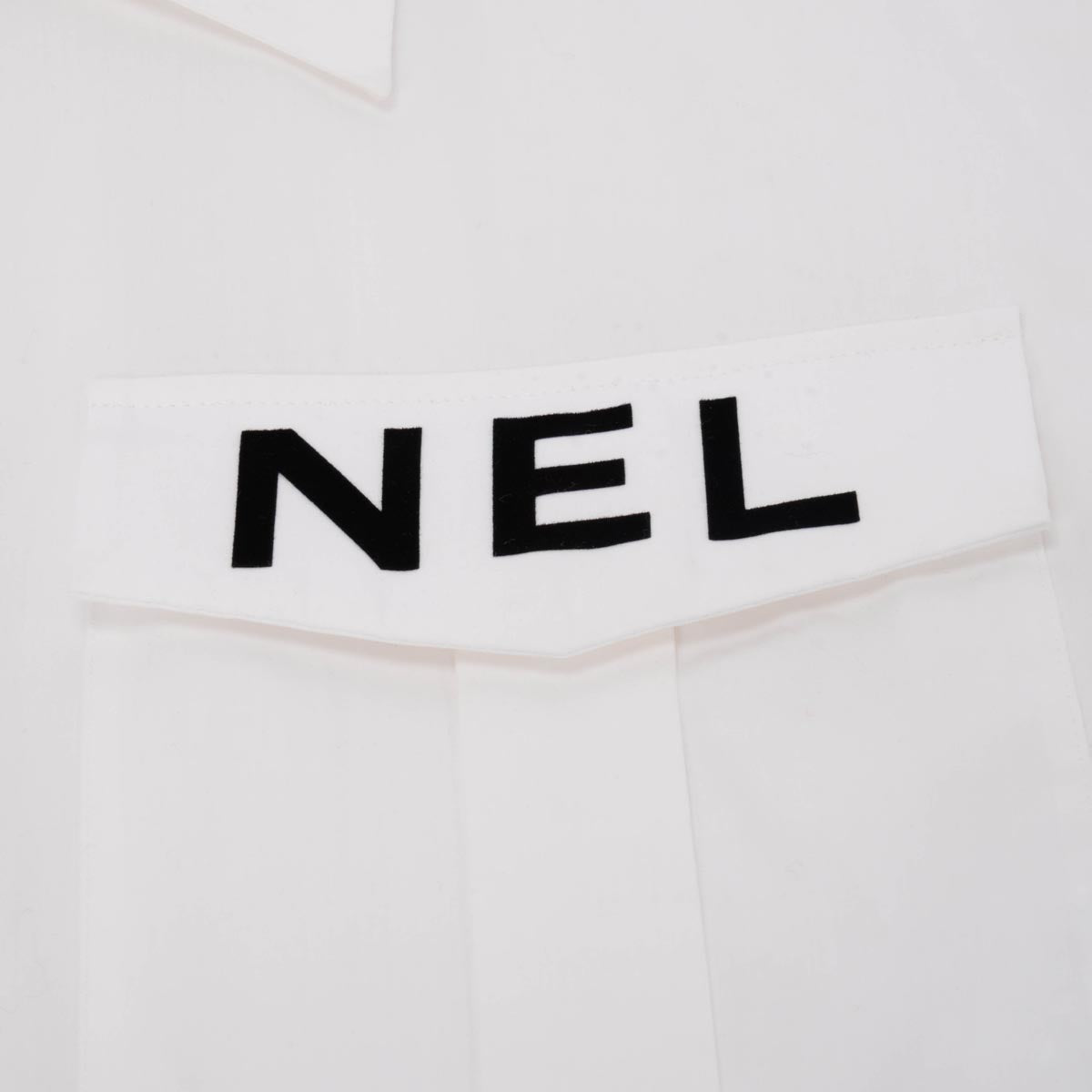 Chanel White Cotton Runway Logo Crop Shirt FR 40