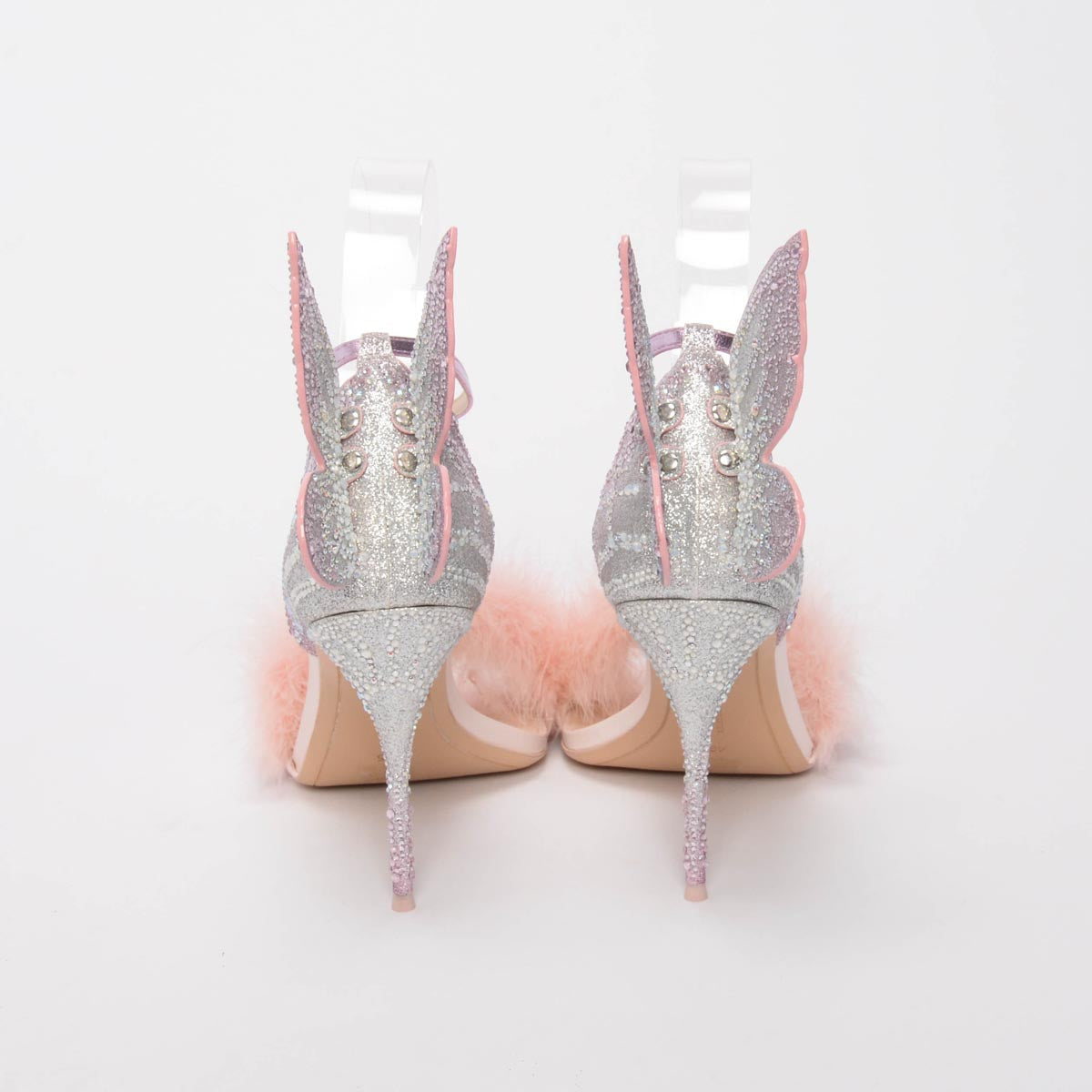 Sophia Webster Heavenly Pink Satin & Crystal Chiara Butterfly Sandals 45