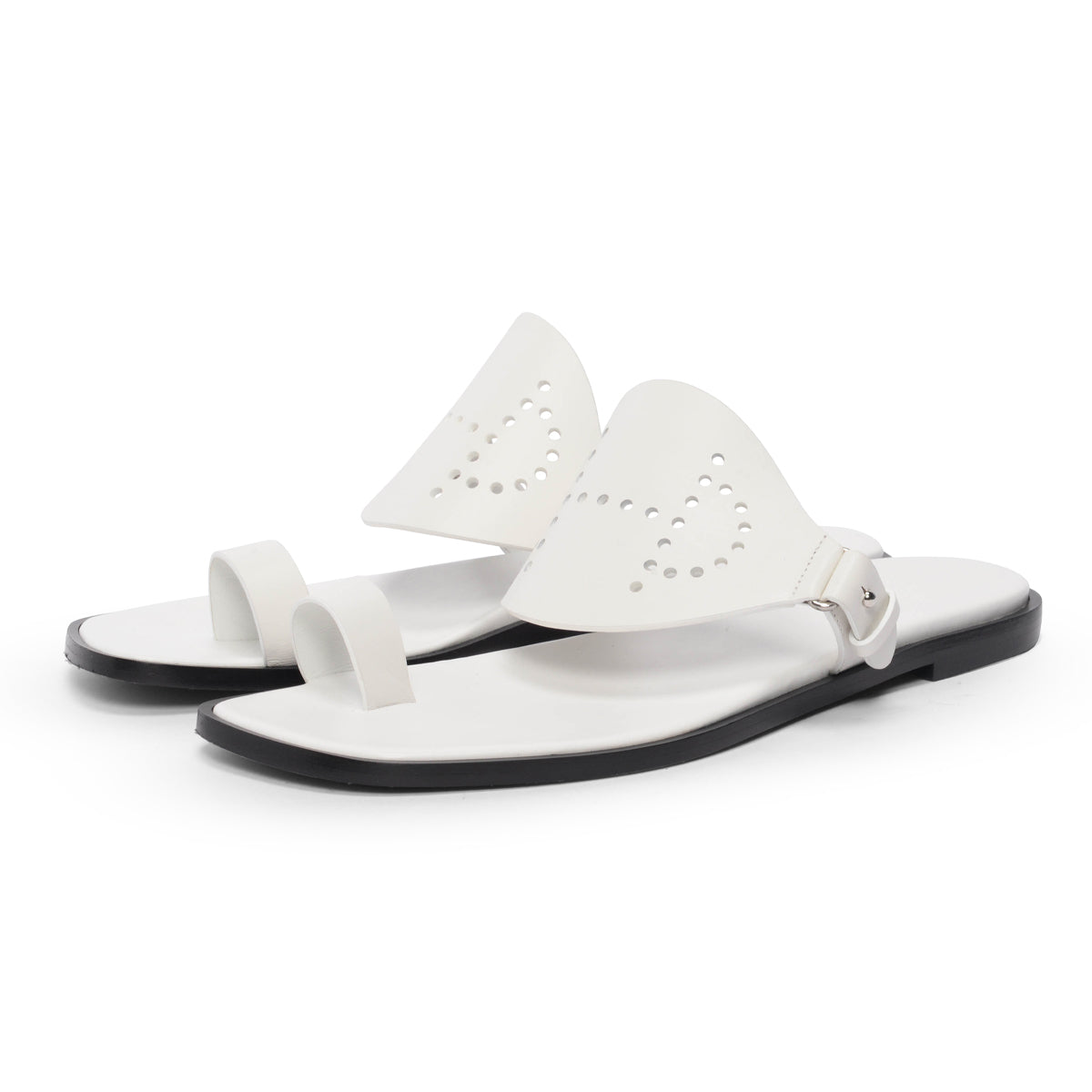 Hermes White Calfskin Hera Sandals 41