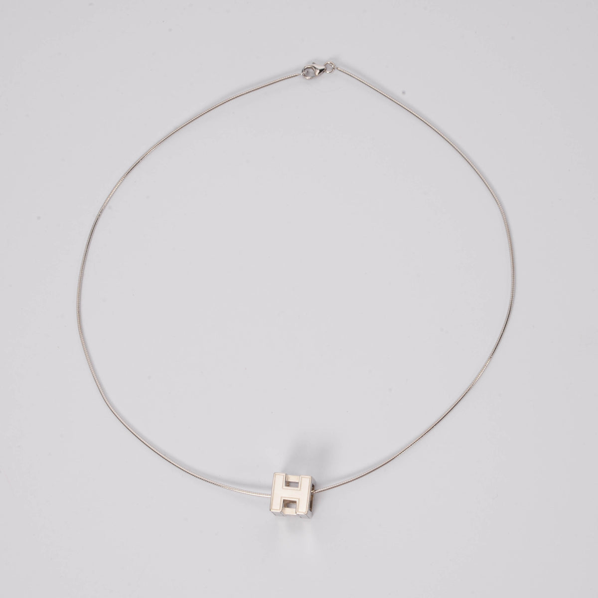 Hermes Palladium Plated Cage d'H Pendant Necklace