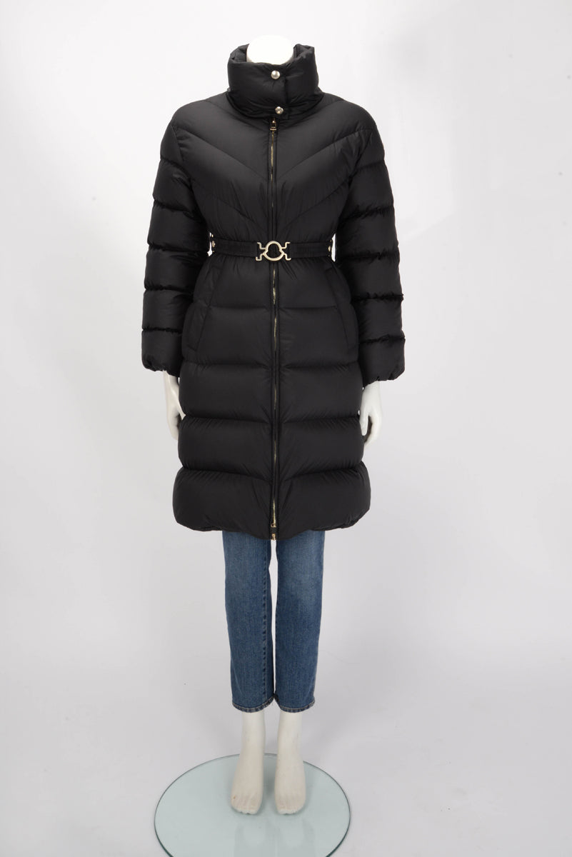 Moncler Black Quilted Down Long Brou Jacket 0