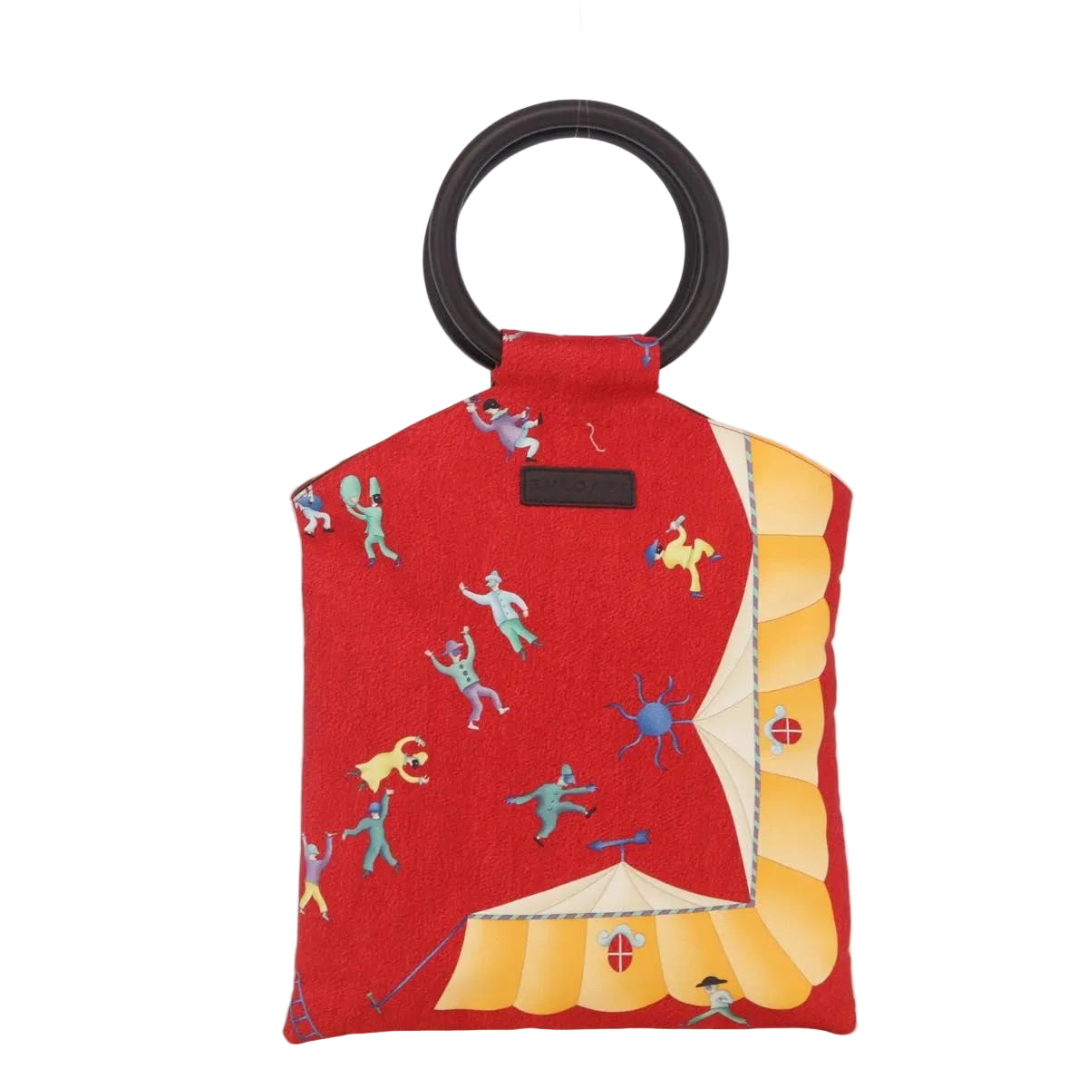 Bulgari Red Silk Pierrot Circus Print Small Tote Bag