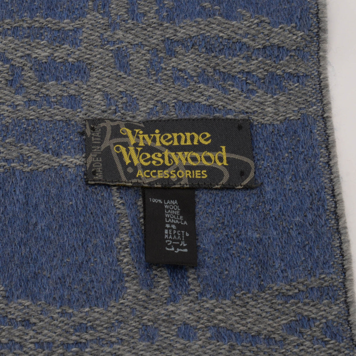 Vivienne Westwood Grey & Blue Jacquard Check Scarf