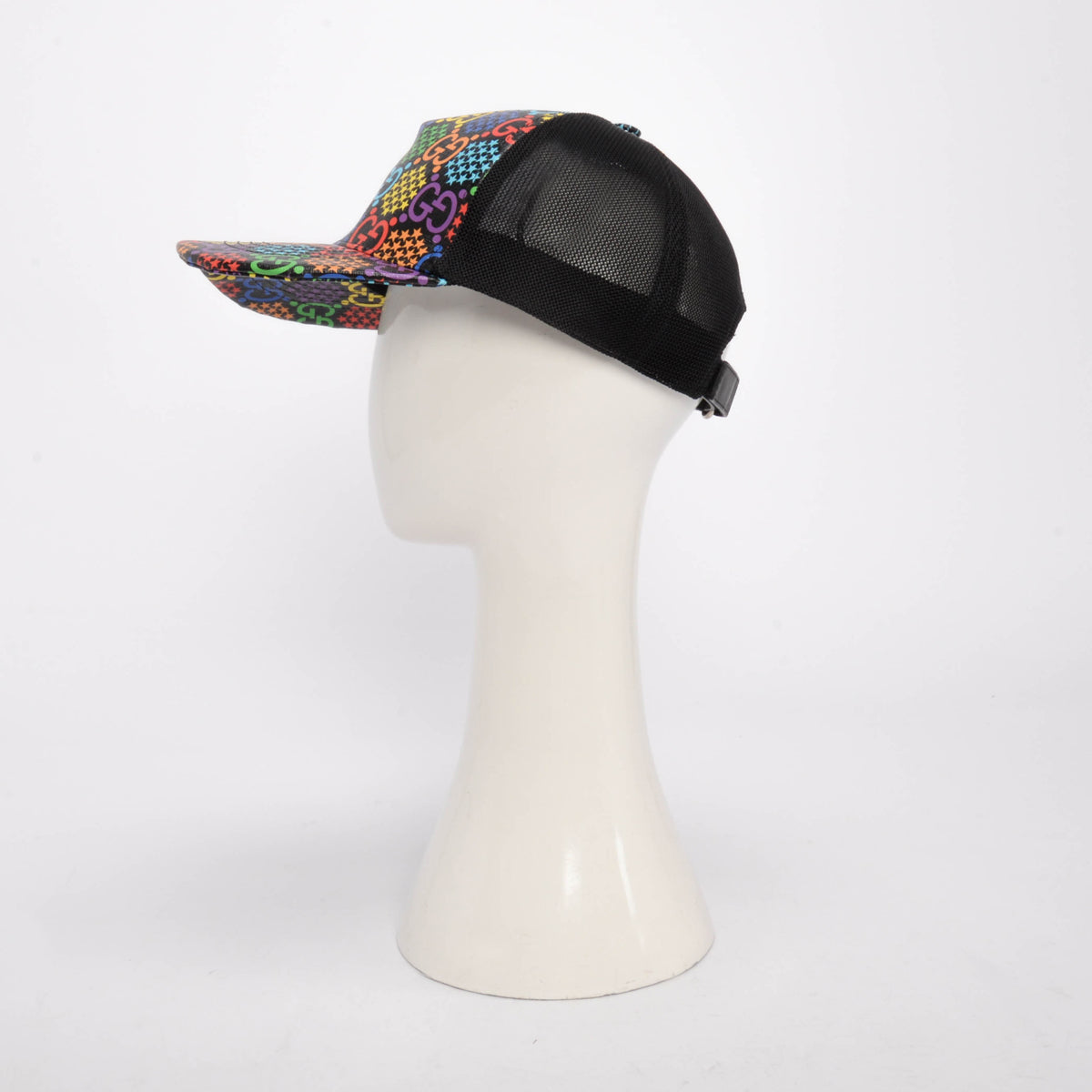 Gucci Black Coated Canvas Psychedelic GG Baseball Cap
