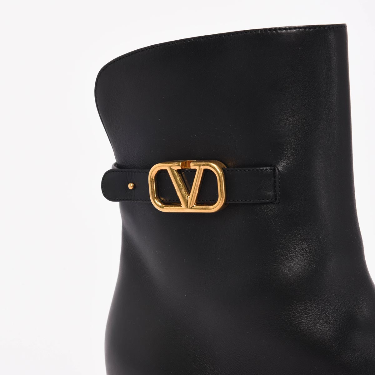 Valentino Black Calfskin V-Logo Ankle Boots 41