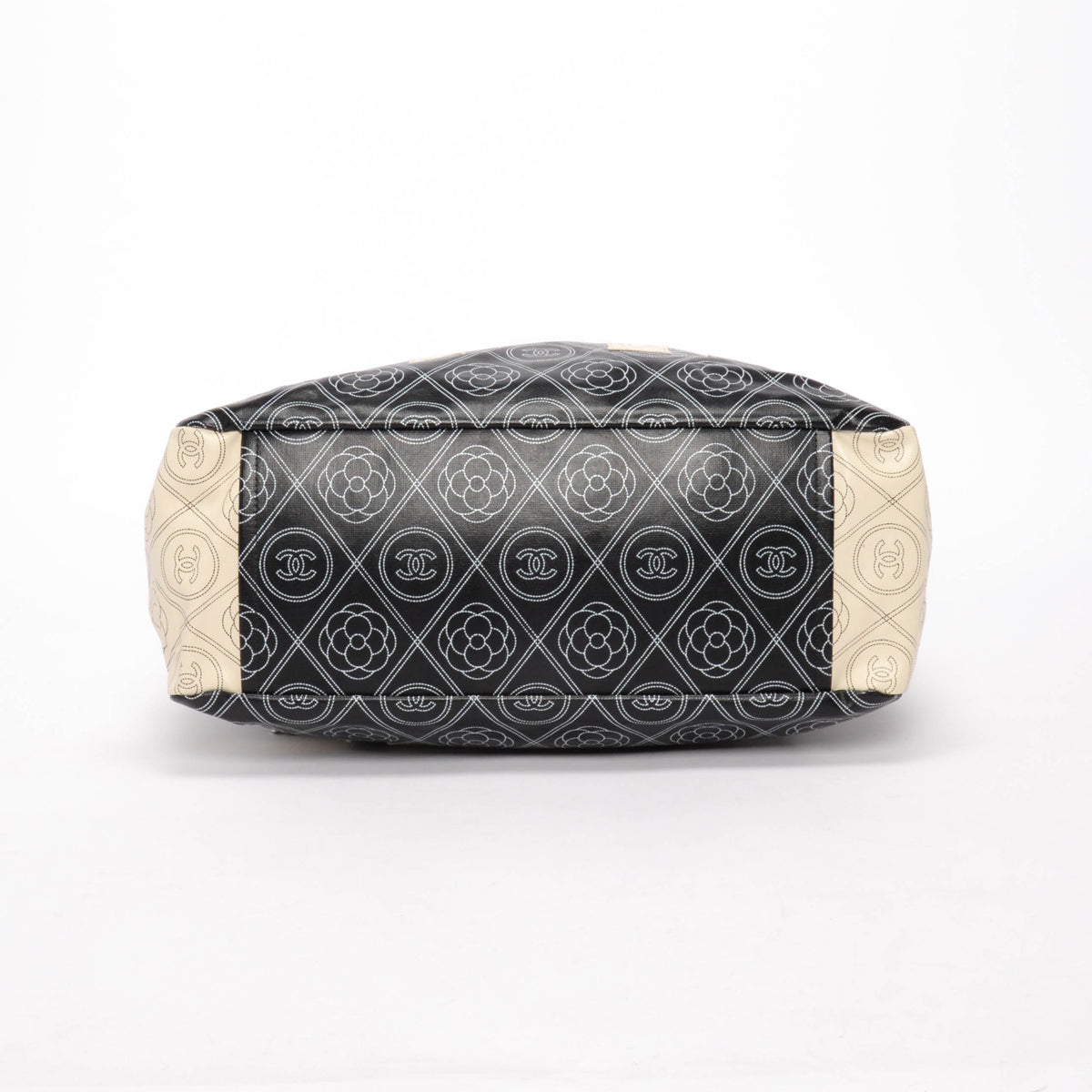 Chanel Black & Ivory Coated Canvas Camellia Tote