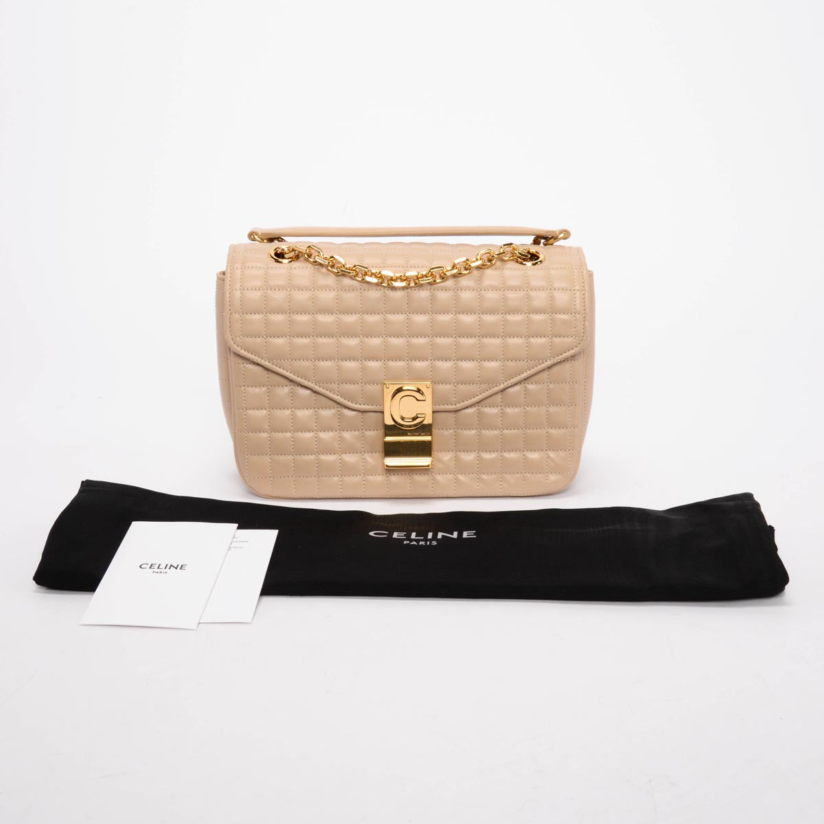 Celine Nude Quilted Calfskin Medium C Bag