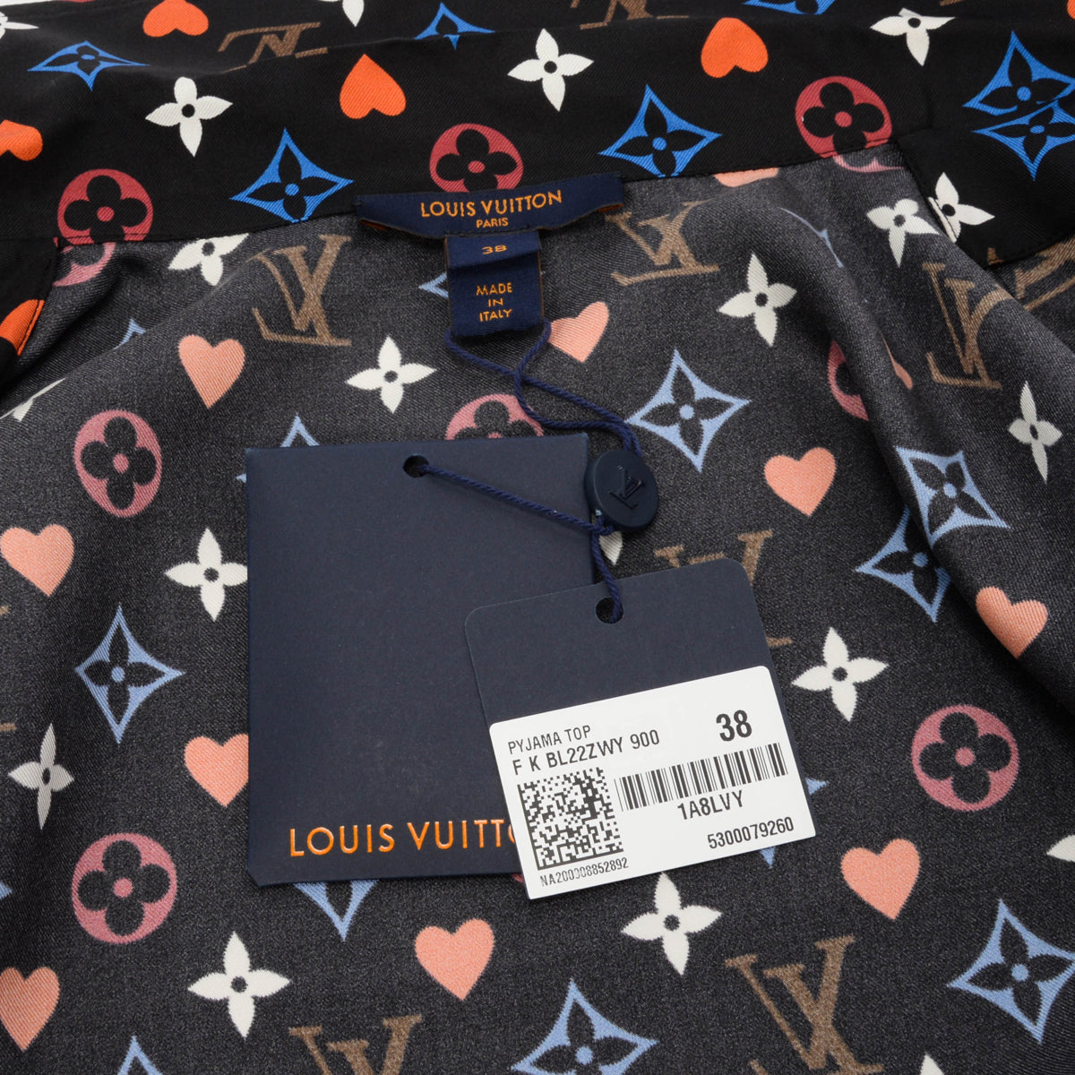 Louis Vuitton Black Silk Game On Monogram Card Pocket Shirt FR 38