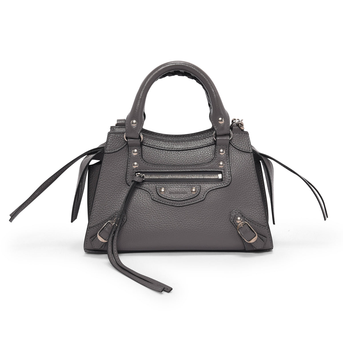 Balenciaga Dark Grey Grained Calfskin Neo Classic Mini City Bag