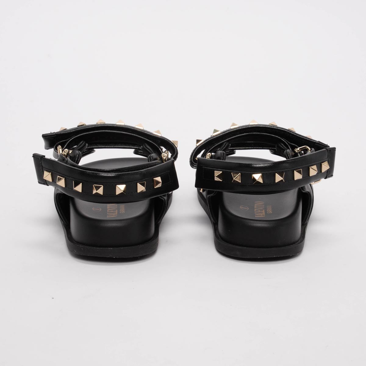 Valentino Black Calfskin Rockstud Sandals 37