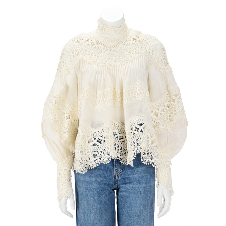 Zimmermann Ivory Postcard Embroidered Blouse OP