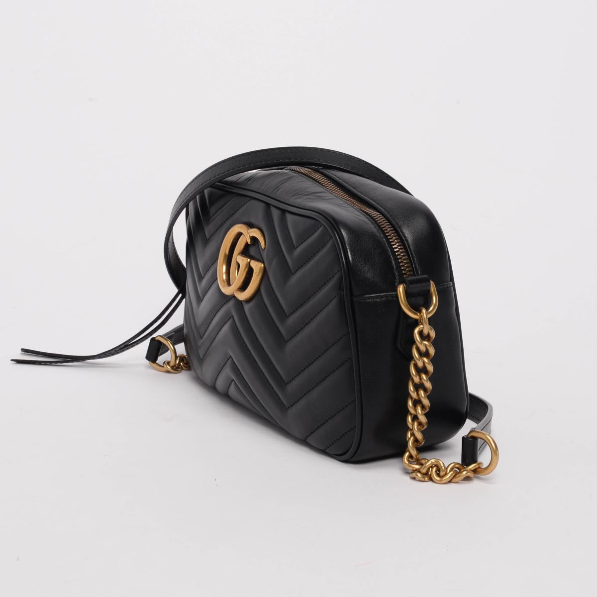 Gucci Black Matelasse GG Marmont Small Camera Bag