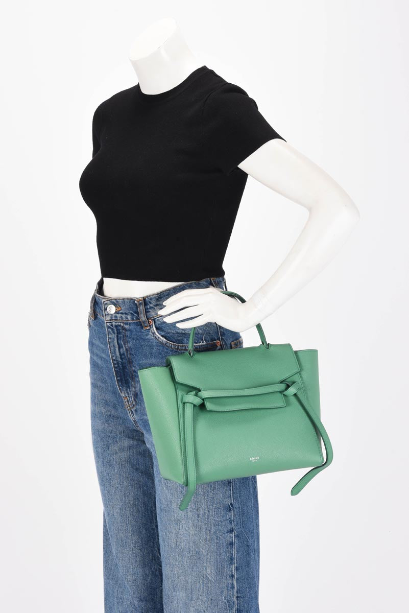 Celine Pop Green Grained Calfskin Micro Belt Bag