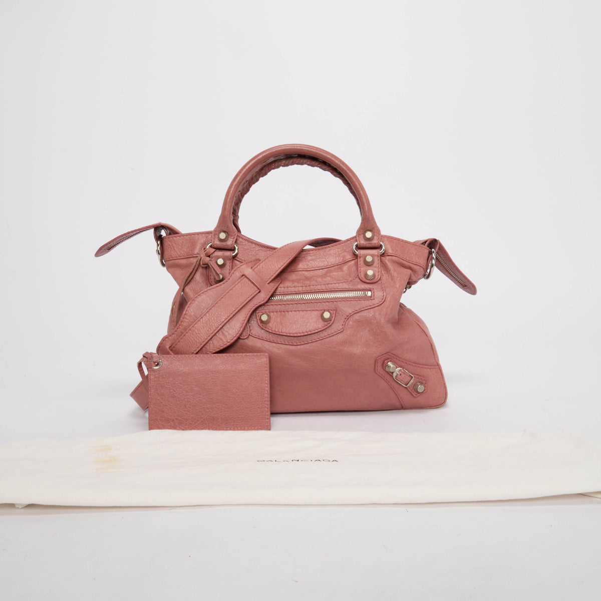 Balenciaga Rose Bruyere Lambskin Giant 12 Town Bag