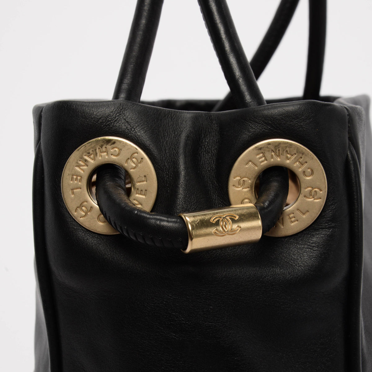Chanel Black Lambskin Camellia Tote