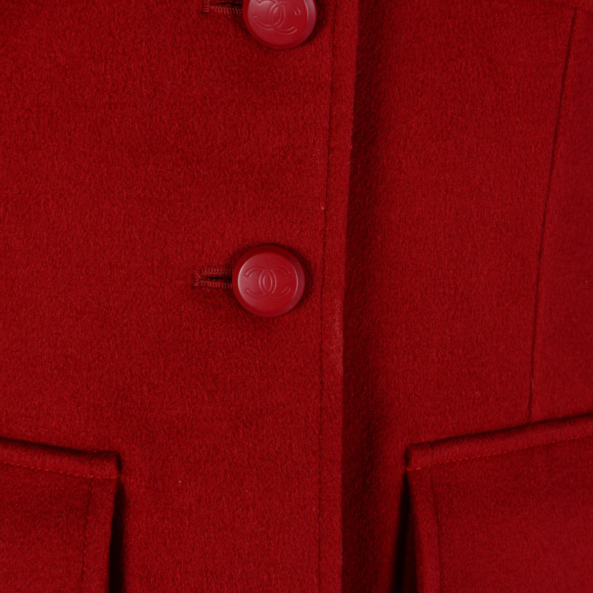 Chanel Red Cashmere Four Pocket Jacket FR 38