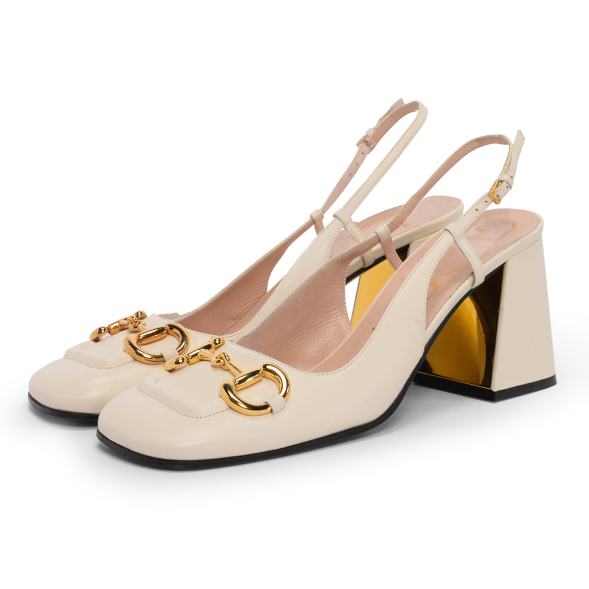 Gucci Mystic White Calfskin Horsebit Slingback Pumps 41