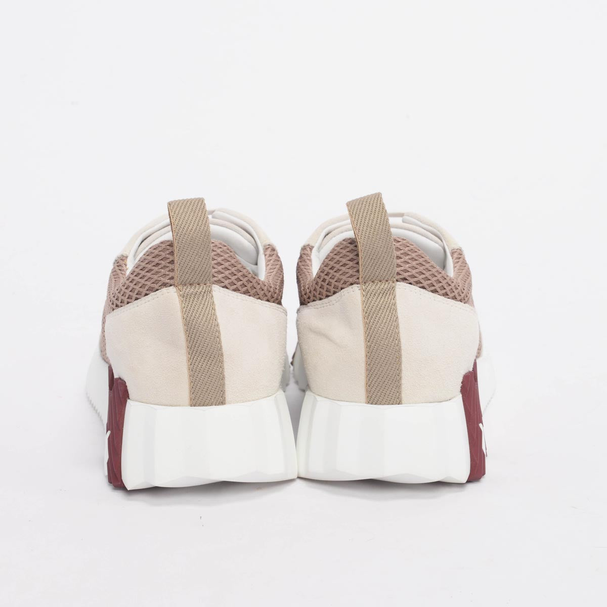 Hermes White Suede & Mesh Bouncing Sneakers