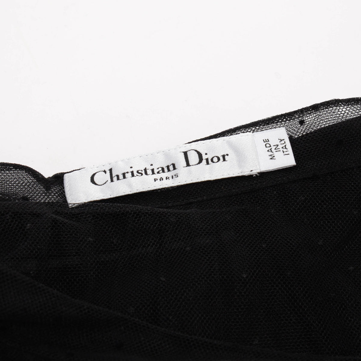 Dior Black Polka Dot Tulle Midi Skirt FR 42