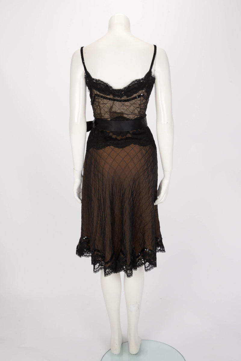Dolce & Gabbana Black Lace Bow Waist-Detail Dress IT 40