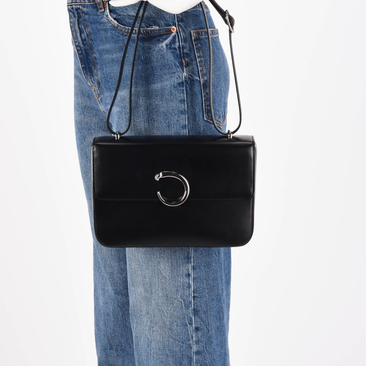 Cartier Black Calfskin Panthere Shoulder Bag