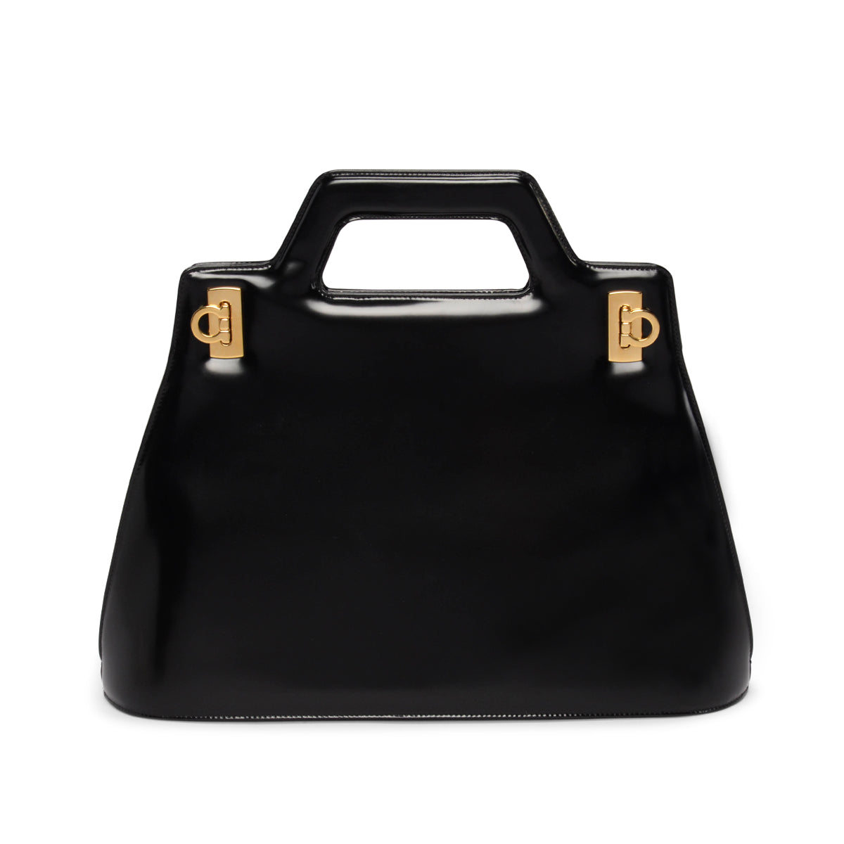 Ferragamo Black Hi-Shine Wanda Top Handle Bag